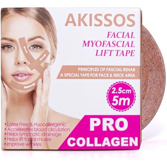 Akissos GEN II 3-IN-1 COLLAGEN FACE TAPE | WRINKLE PLASTER | NASOLABIAL WRINKLE PLASTER | ANTI WRINKLE PLASTER FACE | FOREHEAD WRINKLES & LIP WRINKLES SMOOTHING PATCHES SKIN COLOURS 2.5 CM X 500 CM - Image 1